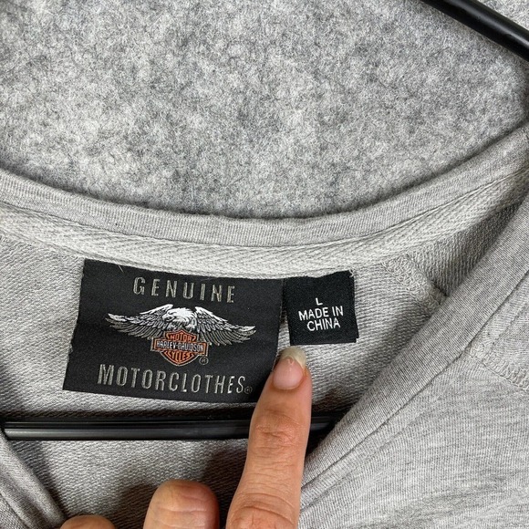 Harley Davidson Long Sleeve Shirt Adult Large Soft Logo Spellout Biker Rayon - Picture 6 of 8